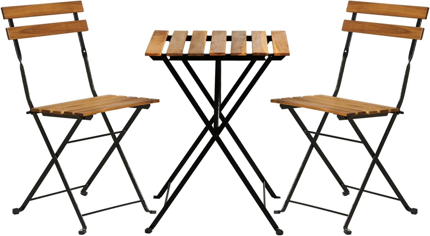Outdoor Furniture Small - 천연 나무 3피스 접이식 파티오 비스트로