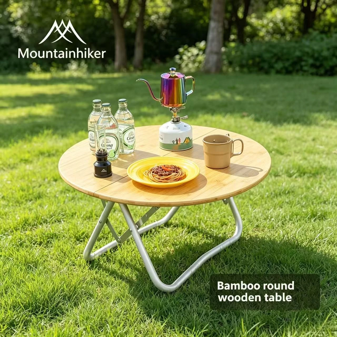 Outdoor Furniture Small - MOUNTAINHIKER 휴대용 캠핑 테이블 원형 접이식