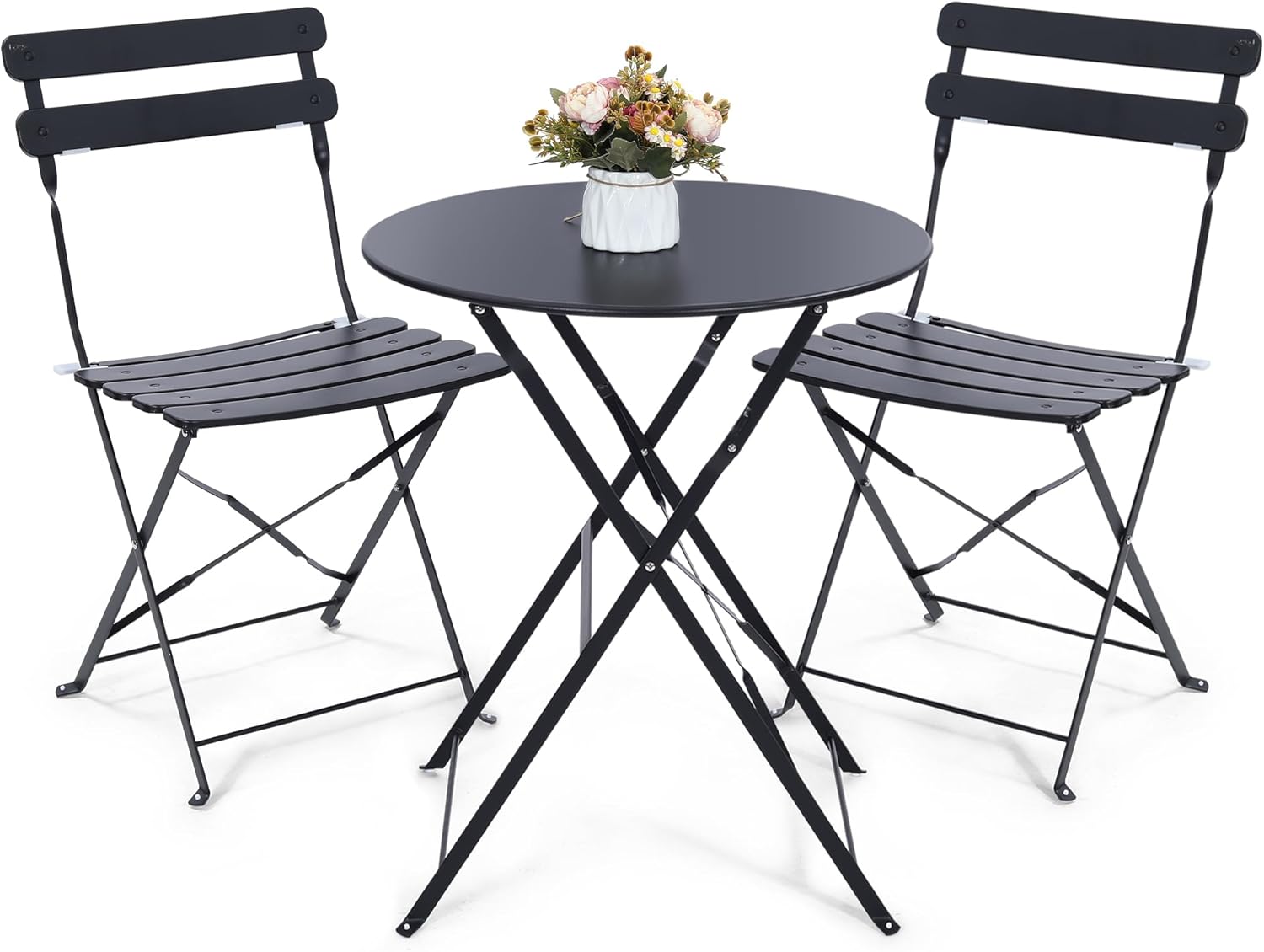 Outdoor Furniture Small - 공간 절약형 검정색 3피스 접이식 야외