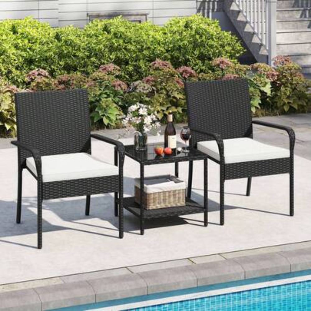 Outdoor Furniture Plus - 3피스 야외용 파티오 가구 세트, 쿠션이