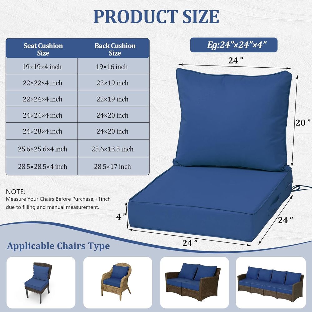 24x24 야외용 딥 시트 쿠션 4개 세트, 야외 가구 - Outdoor Furniture Cushion 리뷰 및 가격