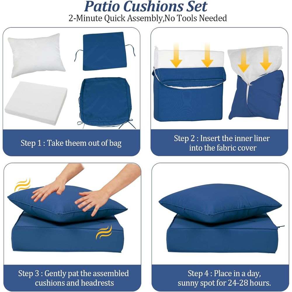 24x24 야외용 딥 시트 쿠션 4개 세트, 야외 가구 - Outdoor Furniture Cushion 리뷰 및 가격