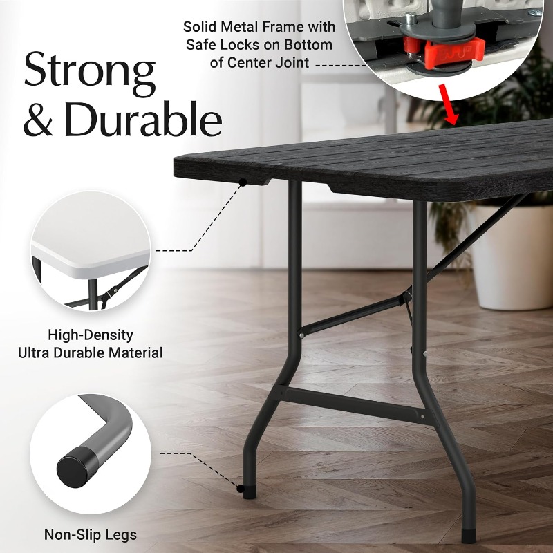 손잡이와 강철 다리가 내장된 6피트 접이식 테이블 10 - Outdoor Furniture Legs 리뷰 및 가격