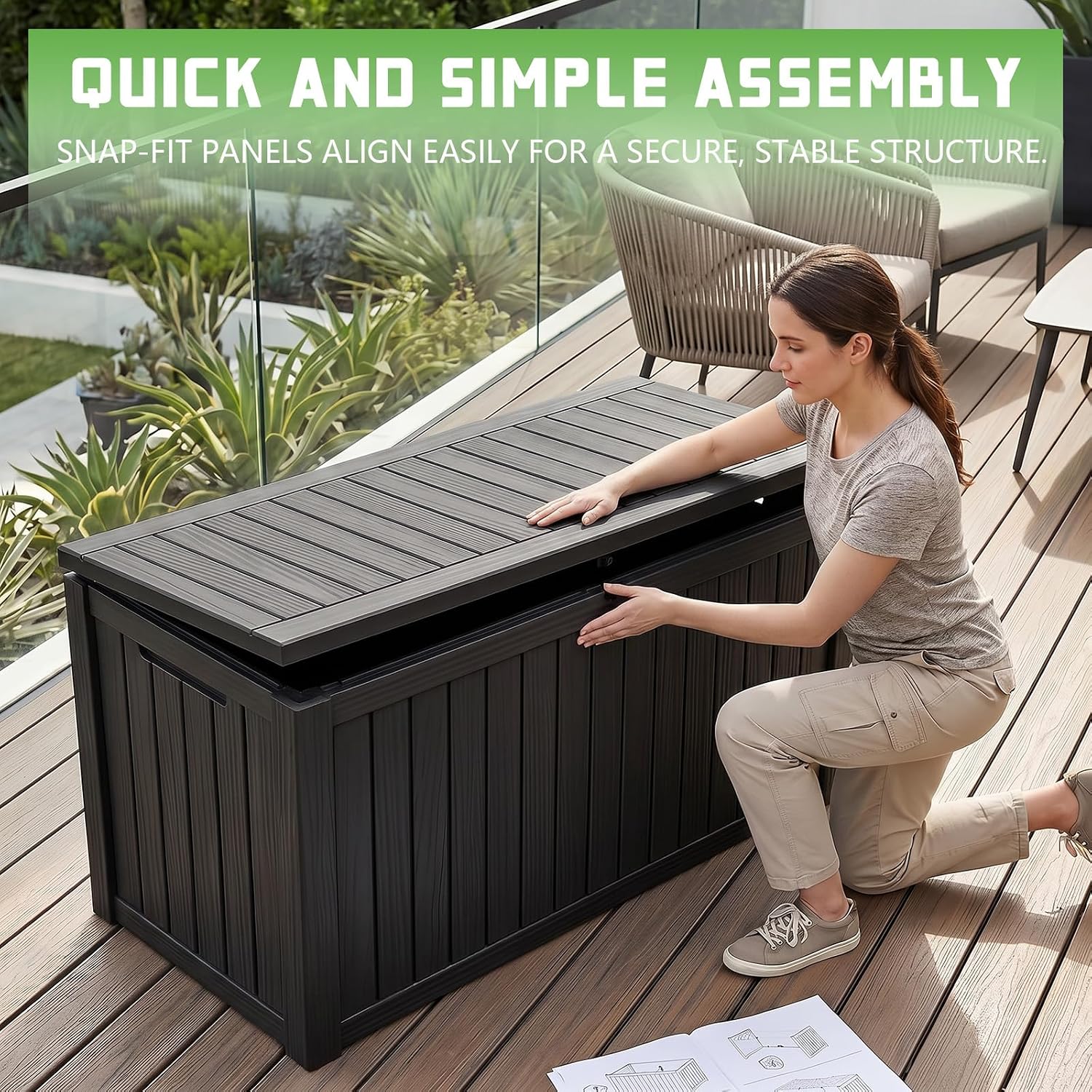 200갤런 잠금식 레진 데크 박스, 방수 및 자외선 차 - Outdoor Furniture Cushion 리뷰 및 가격