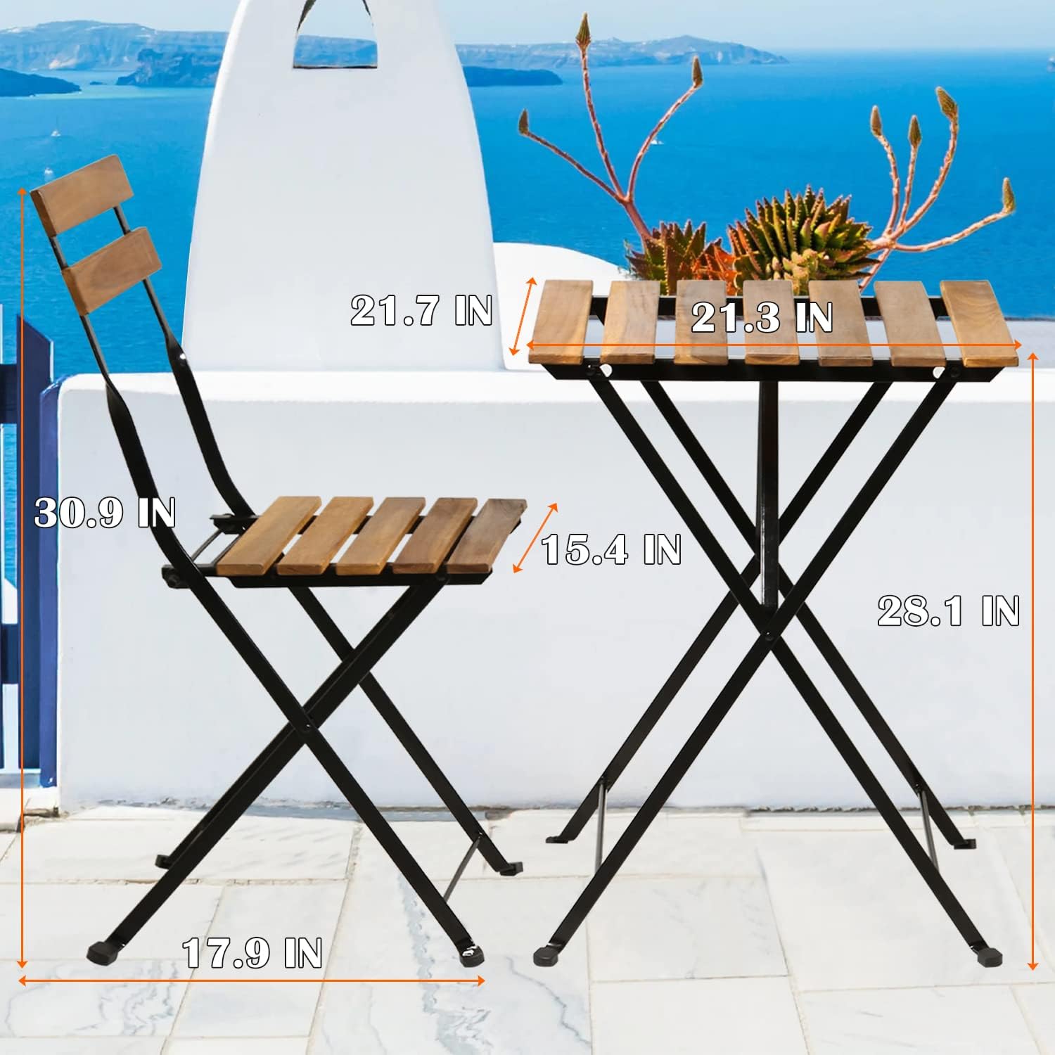 천연 나무 3피스 접이식 파티오 비스트로 세트(테이블  - Outdoor Furniture Small 리뷰 및 가격