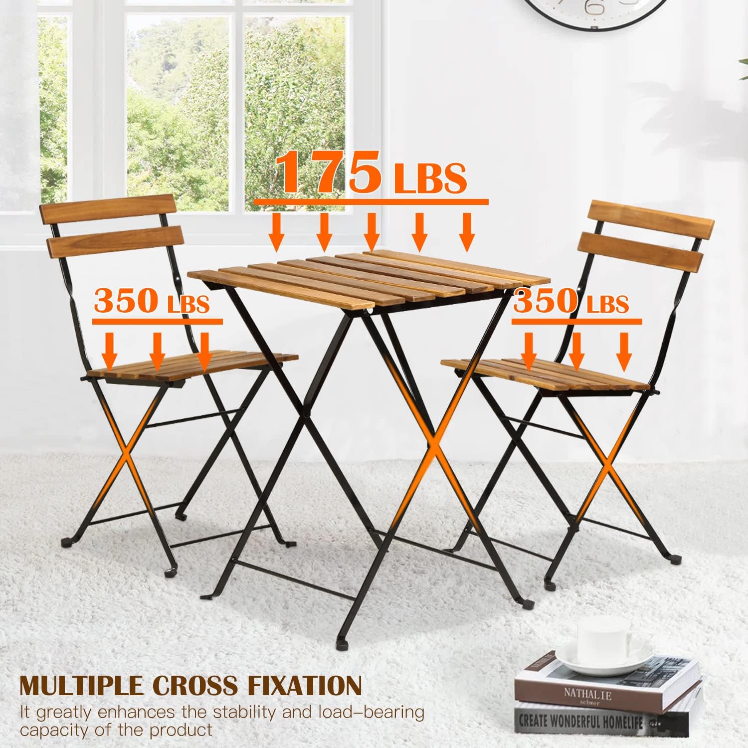 천연 나무 3피스 접이식 파티오 비스트로 세트(테이블  - Outdoor Furniture Small 리뷰 및 가격