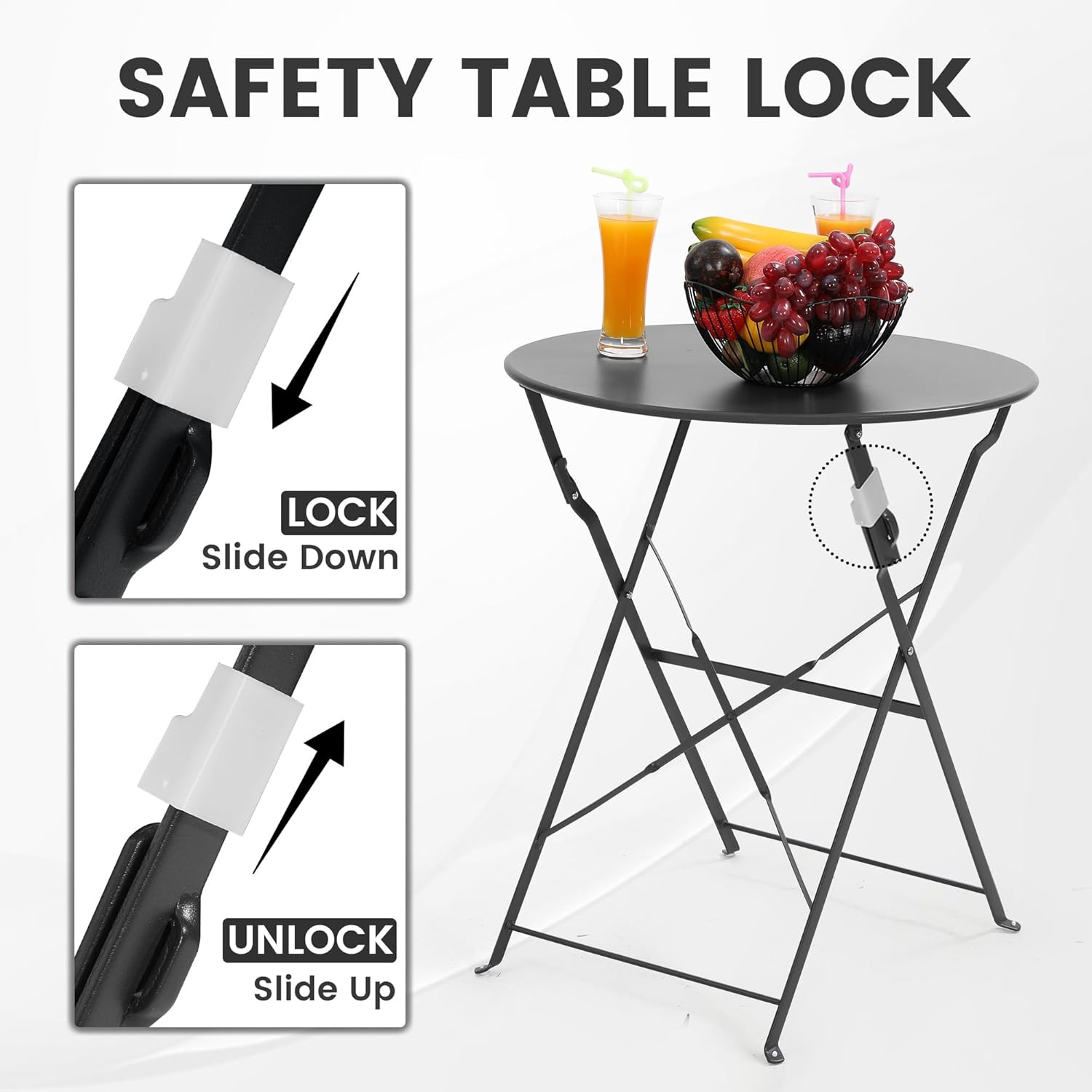 공간 절약형 검정색 3피스 접이식 야외 비스트로 세트, - Outdoor Furniture Small 리뷰 및 가격