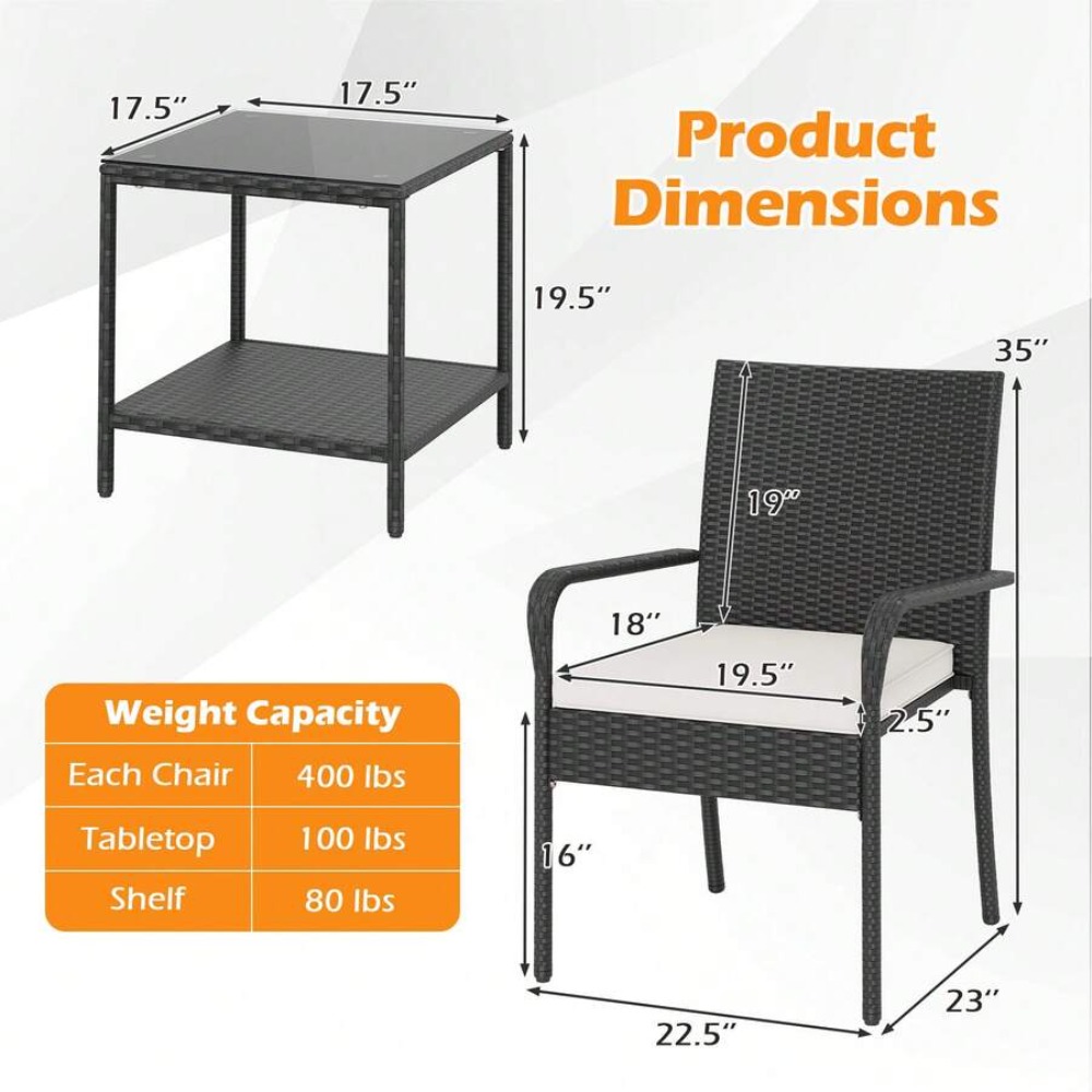 3피스 야외용 파티오 가구 세트, 쿠션이 있는 야외용  - Outdoor Furniture Plus 리뷰 및 가격