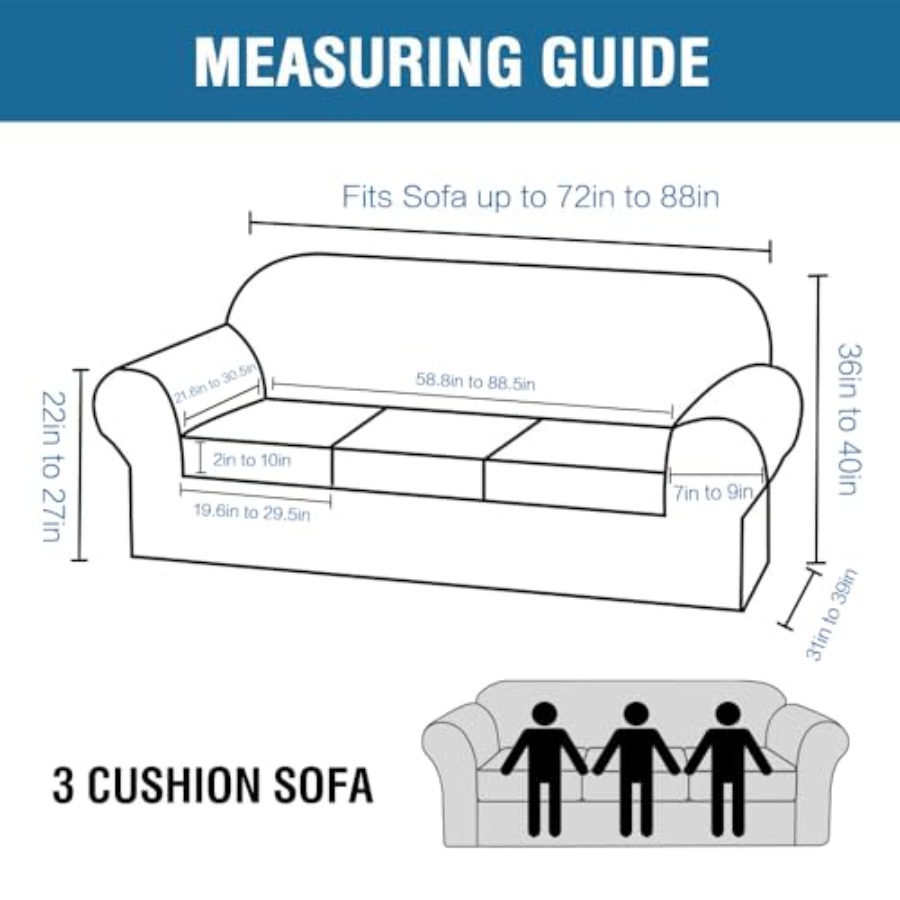 4개의 스트레치 소파 커버(3인용 쿠션 소파 커버) 거 - Outdoor Furniture Plus 리뷰 및 가격