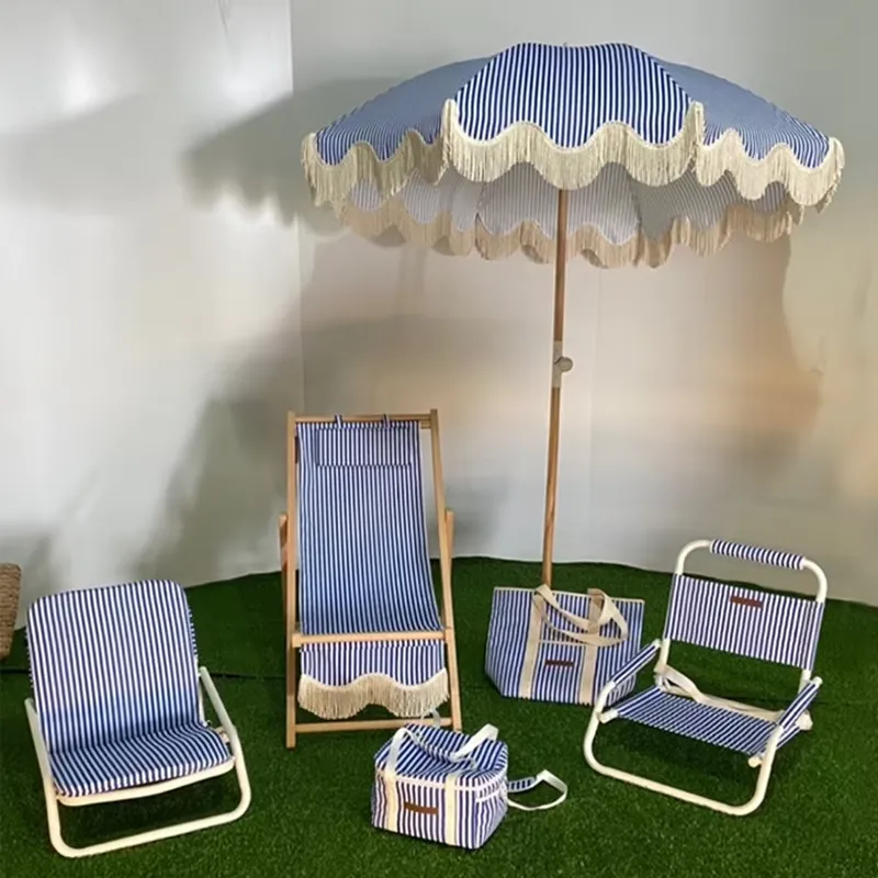 맞춤형 면 캔버스 비치 파라솔(프린지 포함) UV50+ - Outdoor Furniture Plus 리뷰 및 가격